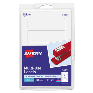 Avery® Removable Multi-use Labels, Inkjet-laser Printers, 1 X 3, White, 5-sheet, 50 Sheets-pack, (5436) freeshipping - TVN Wholesale